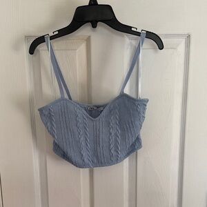 Zara Sky Blue Knit Crop Top